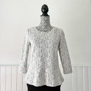 J. Crew Ivory Lace 3/4 Sleeve Peplum Top Size M